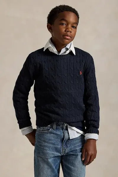 Dětský bavlněný svetr Polo Ralph Lauren černá barva, 323702674060