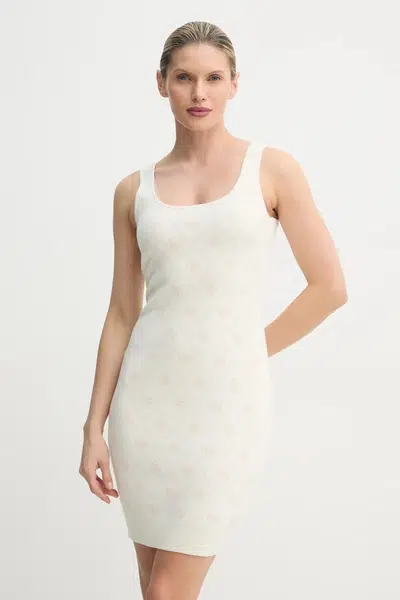 Šaty z vlněné směsi Guess SARAH béžová barva, mini, W4BK98 Z3JD2