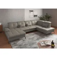 Sit & More SEDACÍ SOUPRAVA, textil, kůže, šedá