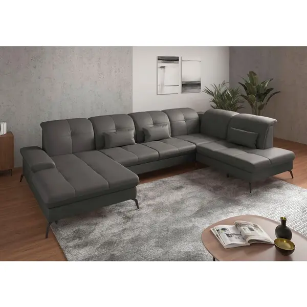 Sit & More SEDACÍ SOUPRAVA, textil, kůže, mokka