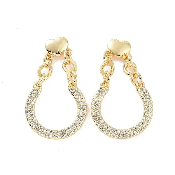 Clear Cubic Zirconia Teardrop Dangle Stud Earrings