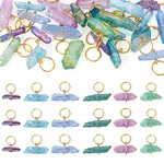 30Pcs 6 Styles Electroplated Natural Quartz Crystal Pendants