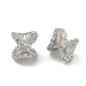 Brass Clear Cubic Zirconia Beads