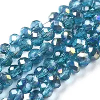 Electroplate Glass Faceted Rondelle Beads Strands