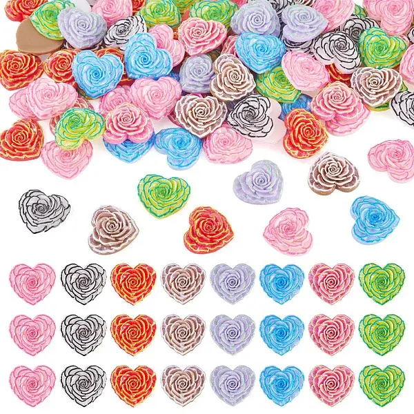 100Pcs Printed Opaque Resin Cabochons