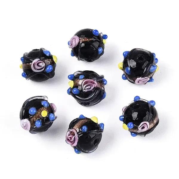 Handmade Gold Sand Lampwork Beads