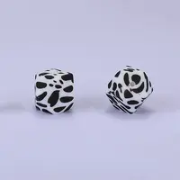 Colorful Pattern Printed Silicone Focal Beads