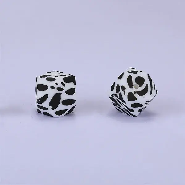 Colorful Pattern Printed Silicone Focal Beads