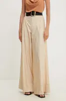 Kalhoty Answear.LAB dámské, béžová barva, široké, high waist