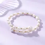 Natural Cultured Freshwater Pearl & Brass Beaded Bangles for Women