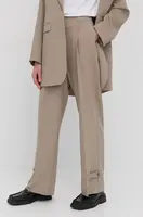 Kalhoty Herskind Logan dámské, béžová barva, jednoduché, high waist