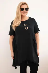 Kesi plus size šaty s vreckom čierne