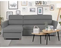 Rohová sedacia súprava Flavia, dymovo šedá látka, ľavý roh%
