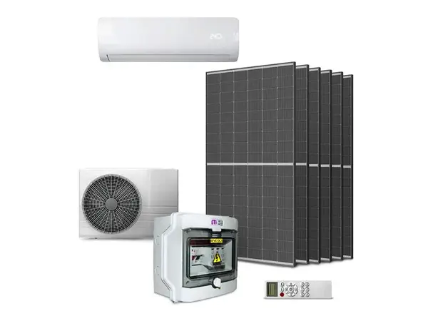 Sada klimatizace GETI GKH12K 3,5kW hybridní, 6x panel 450W, DC rozvaděč