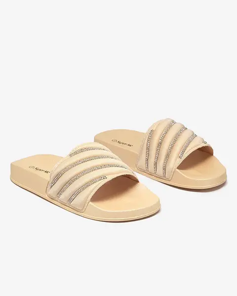 Zlaté dámské pantofle s krychlovými zirkony Mytaris