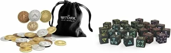 Zaklínač Starý svět Kovové mince a sada herních kostek