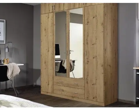 Šatníková skriňa so zrkadlom Case, 181 cm, dub artisan%