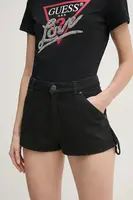 Džínové šortky Pinko dámské, černá barva, hladké, high waist, 104893 A2HD