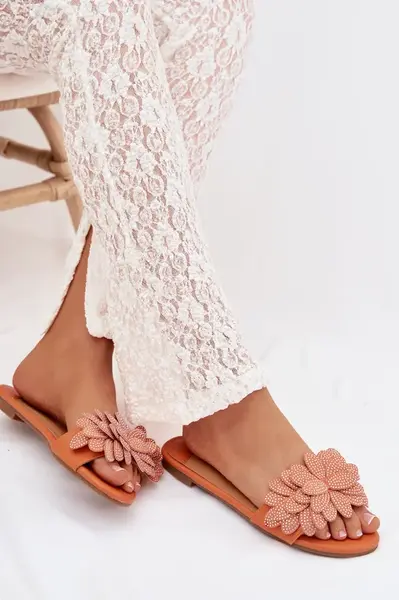 Dámské oranžové zdobené pantofle Boto Grelora