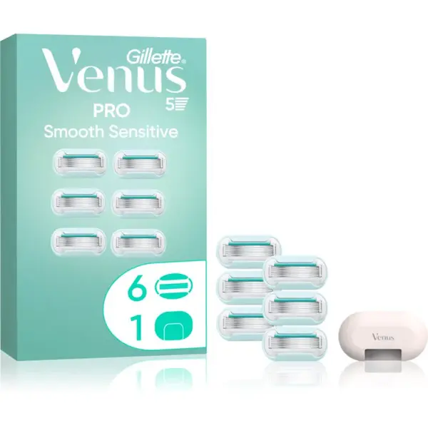 Gillette Venus PRO Smooth Sensitive náhradní břity + ochranný kryt 6 ks