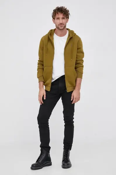 Mikina G-Star pánská, zelená barva, hladká