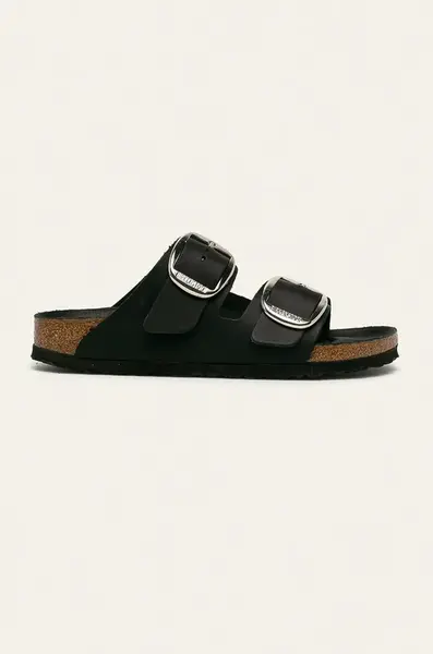 Kožené pantofle Birkenstock Arizona Big Buckle dámské, černá barva, 1011075