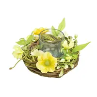 STOJAN NA SVÍČKY dřevo, kov, sklo, textil