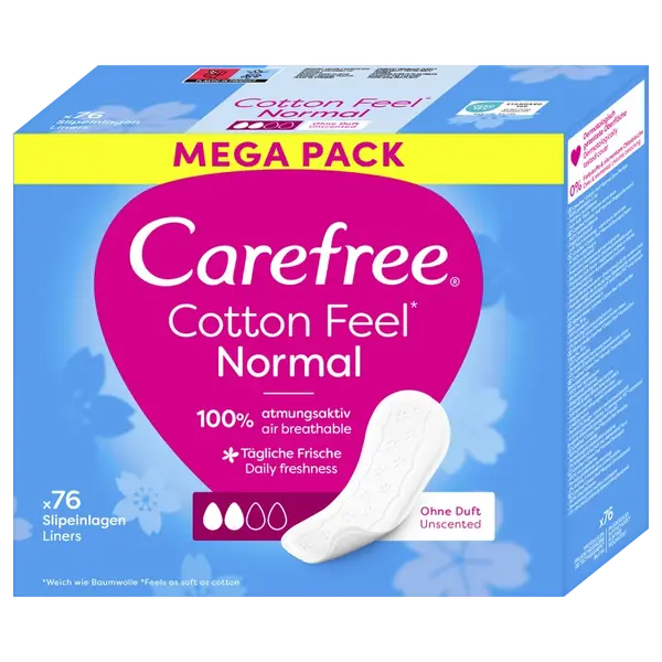 Carefree Slipové vložky s výtažkem z bavlny Cotton Feel Normal 76 ks