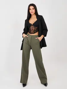 Khaki kalhoty s vysokým pasem