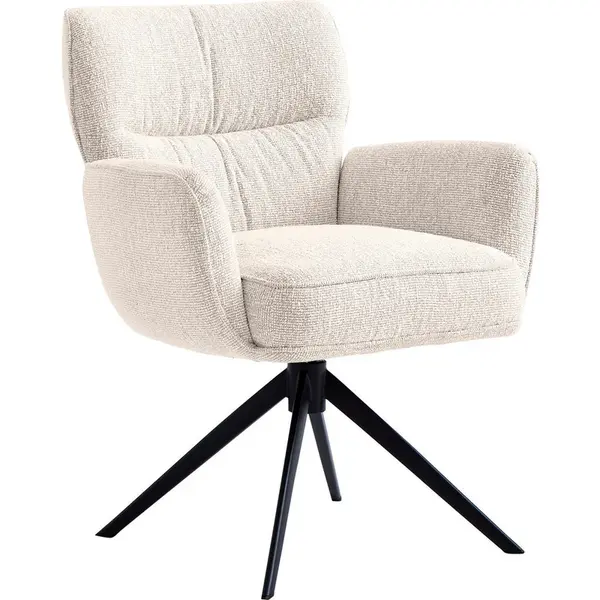 Novel ŽIDLE S PODRUČKAMI, železo, vzhled lnu, černá, béžová