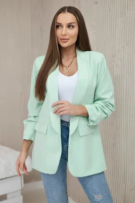 Elegantní sako s klopami světle mátové