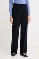 Bavlněné kalhoty Tommy Hilfiger dámské, tmavomodrá barva, high waist, WW0WW46811