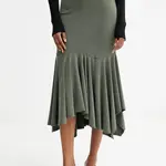 Sukně Guess KENZIE zelená barva, midi, áčková, W5YD85 KCTB2