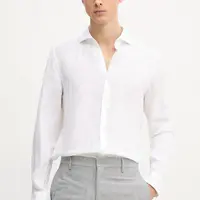 Lněná košile Joop! pánská, bílá barva, slim, s italským límcem, 30046075
