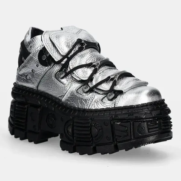 Kožené boty New Rock Floater Plata, Tank Casco Negro Sin