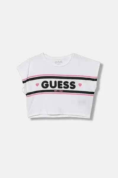 Dětské bavlněné tričko Guess bílá barva, J5YI11 K8HM4