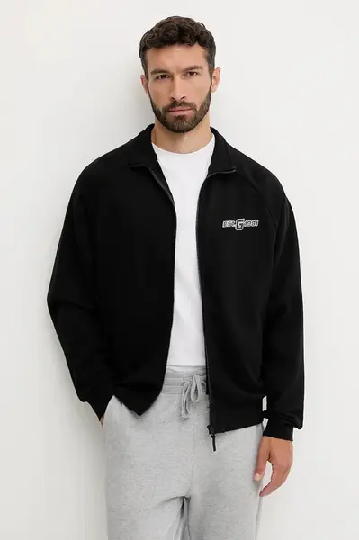 Bavlněná mikina Guess MENTORE pánská, černá barva, s potiskem, Z5YQ02 KCE91