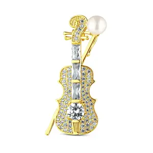 JwL Luxury Pearls Třpytivá perlová brož Housle JL0871
