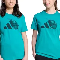 Dětské bavlněné tričko adidas zelená barva, s potiskem, JV5253