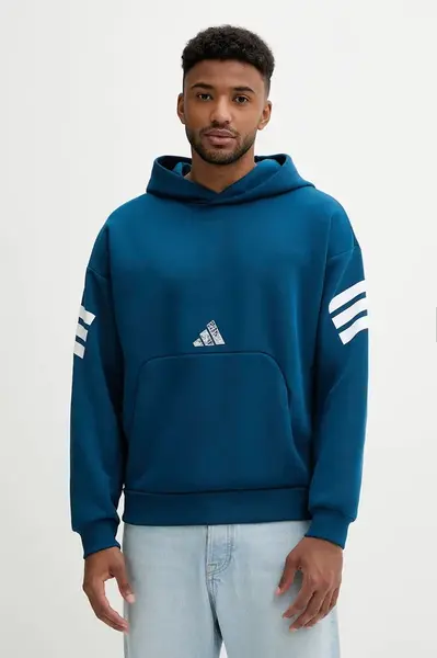 Mikina adidas Spiderman Hoo pánská, modrá barva, s kapucí, s potiskem, JL7975