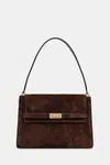 Semišová kabelka Tory Burch Lee Radziwill hnědá barva, 169256-200