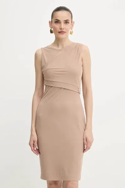 Šaty Guess PRISCA béžová barva, midi, přiléhavé, W5YK27 KAQL2