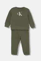 Dětská tepláková souprava Calvin Klein Jeans zelená barva, IN0IN00017