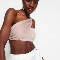 Trendyol Pudrový Crop Pletený Třpytivý Bustier
