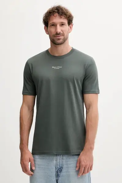 Bavlněné tričko Marc O'Polo pánské, zelená barva, s potiskem, B21201251382