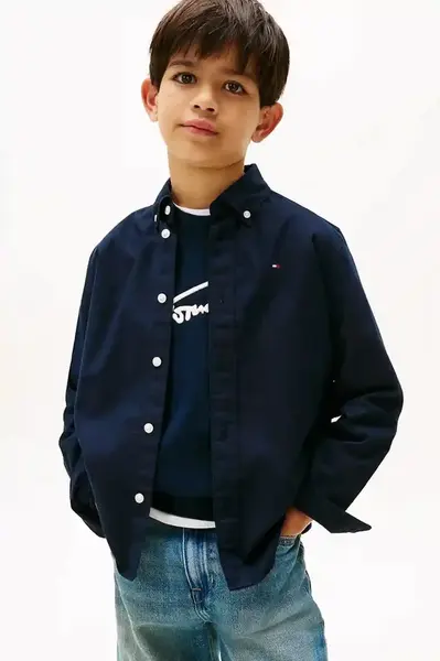 Dětská košile Tommy Hilfiger tmavomodrá barva, KB0KB10192
