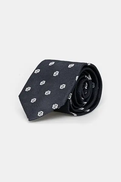 Hedvábná kravata BOSS tmavomodrá barva, 50551017