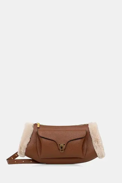 Kožená kabelka Coccinelle BEAT hnědá barva, E1.TDK.15.01.01