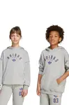Dětská mikina adidas Originals šedá barva, s kapucí, s aplikací, JX5266