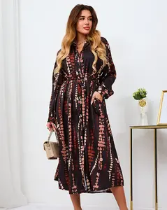Resti Black and brown patterned women's maxi dress